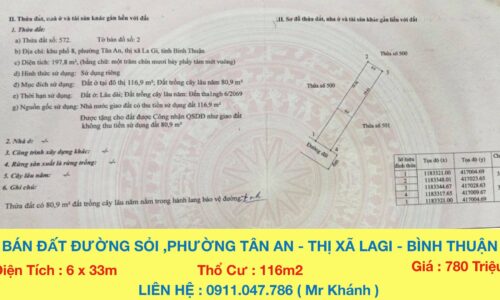 BÁN ĐẤT ĐƯỜNG RỘNG 10M, KHU DÂN CƯ TÂN AN, LAGI, BÌNH THUẬN – CƠ HỘI ĐẦU TƯ HẤP DẪN